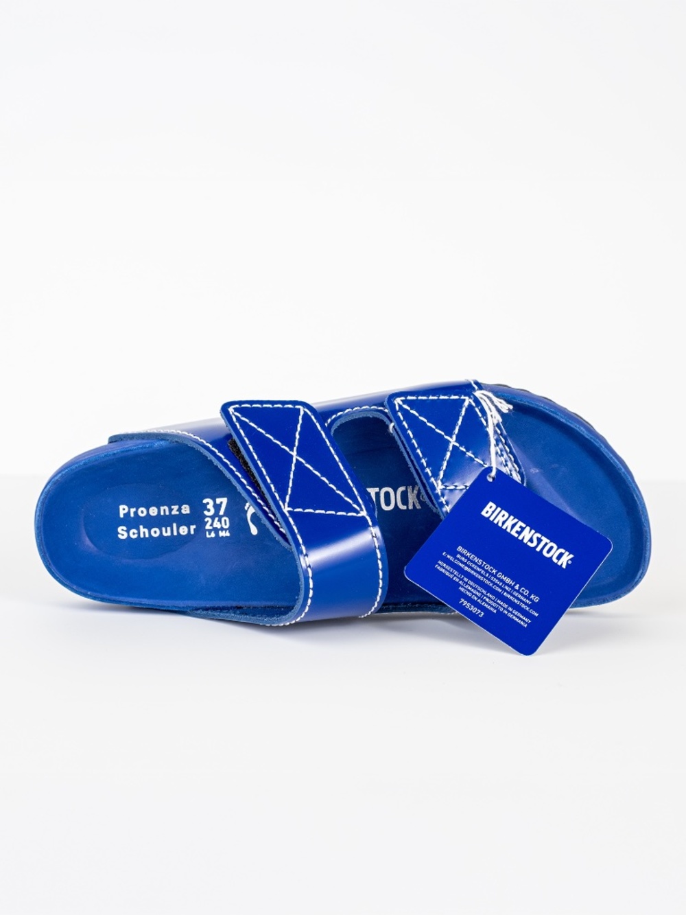 NWT Proenza Schouler x Birkenstock Arizona Slides in Cobalt Leather - Size 37 - Picture 9 of 12